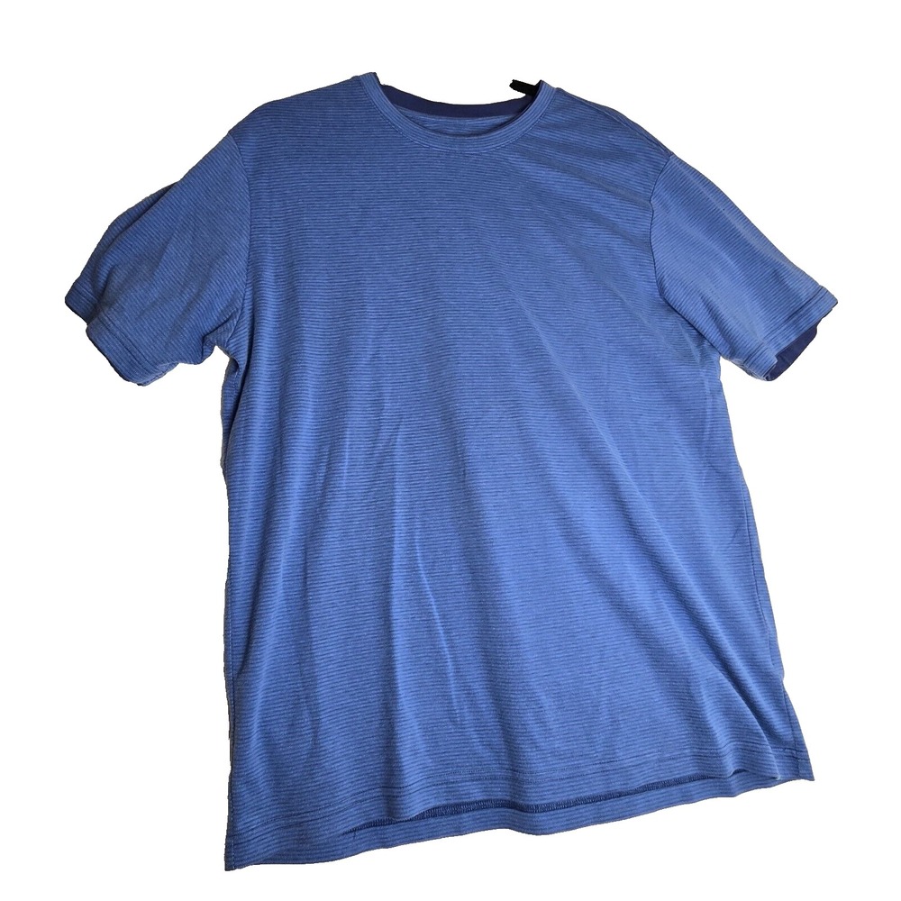 David Taylor Collection Short‎ Sleeve Thick Blue Stripe Shirt Men's Size L